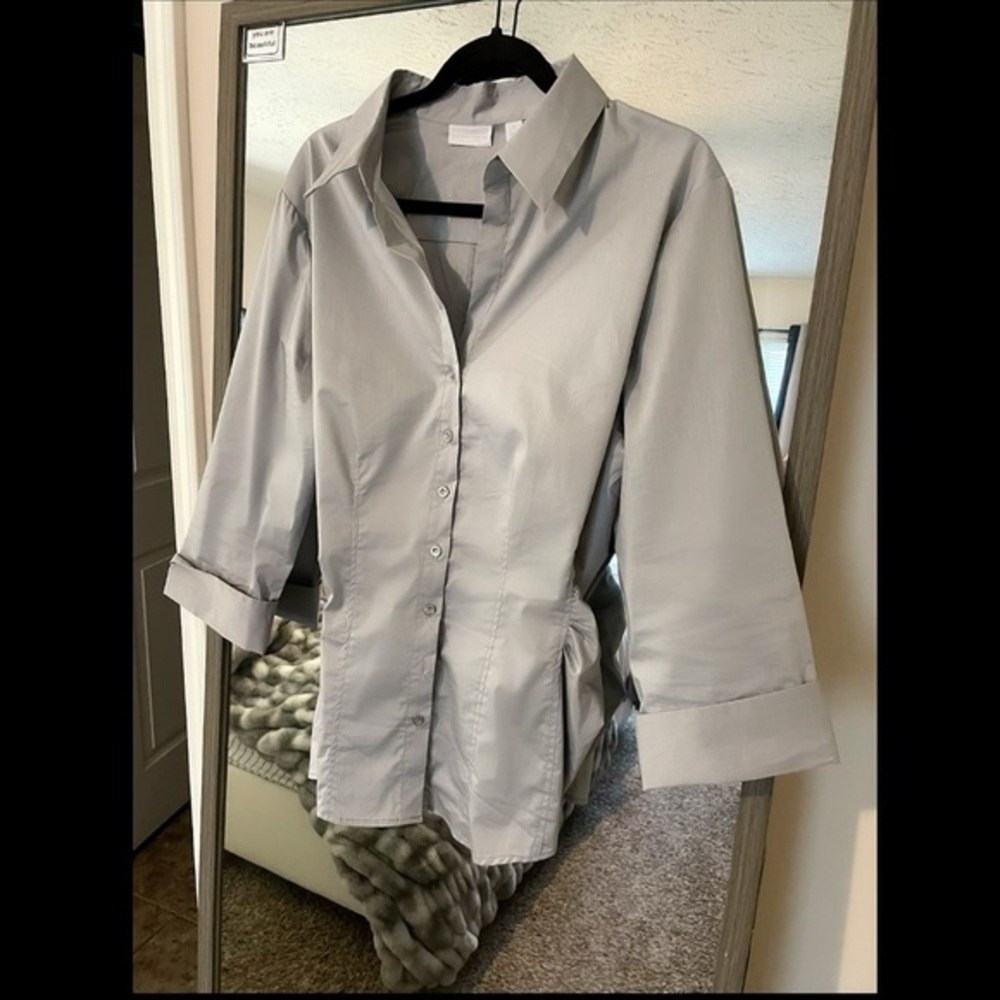 New York & Company Structured Madison Roll Sleeve Button Up Dress Shirt